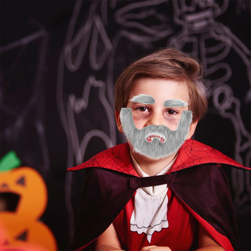 

2 Sets Fake Beard Costume Facial Hair Realistic Brown Mustache Adhesive Reusable Party Cosplay Accessories Halloween Dwarf Gnome