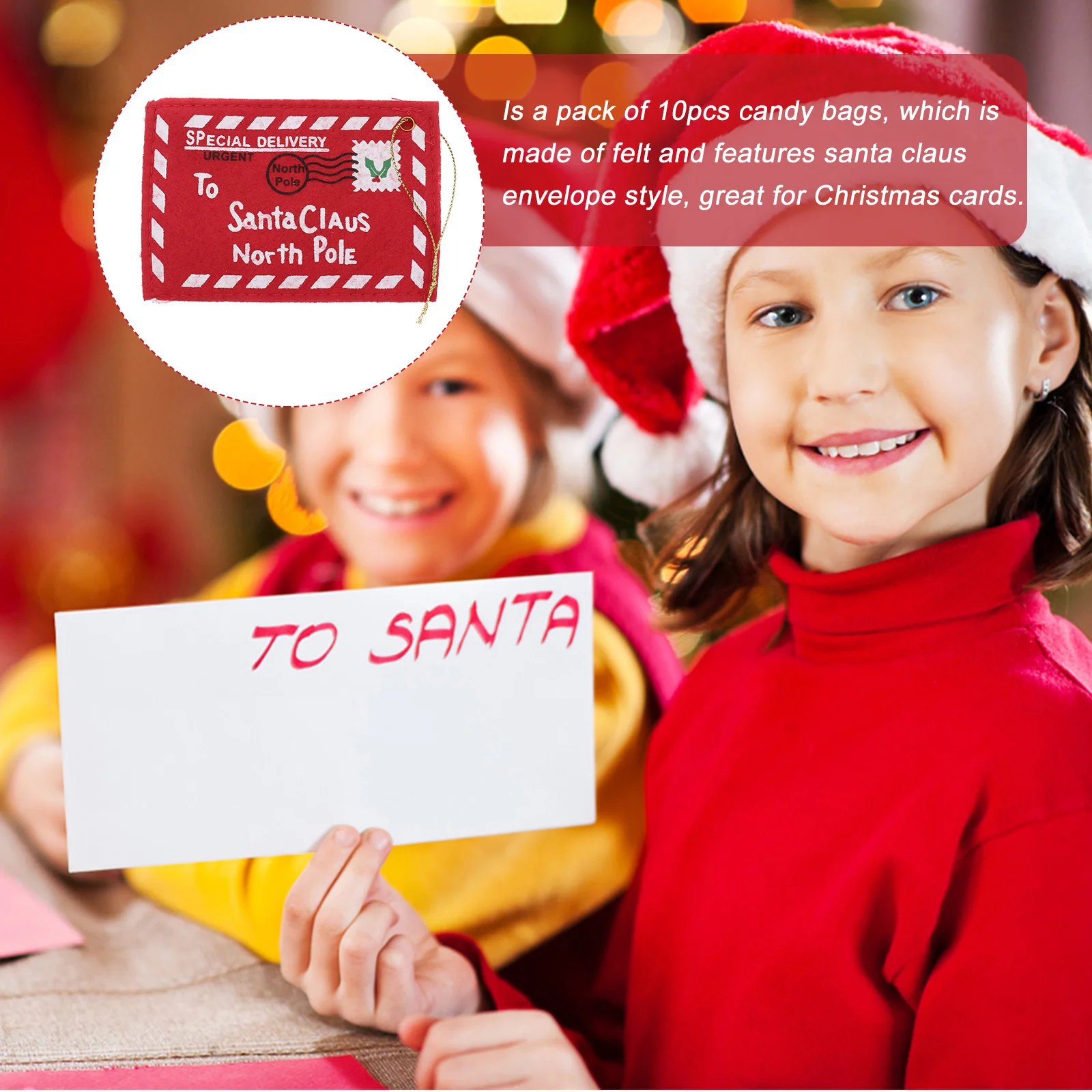

10pcs Christmas Envelope Bags Rustic Hanging Decorations Tree Party Festival Ornament Home Garden Decoration Travel Use