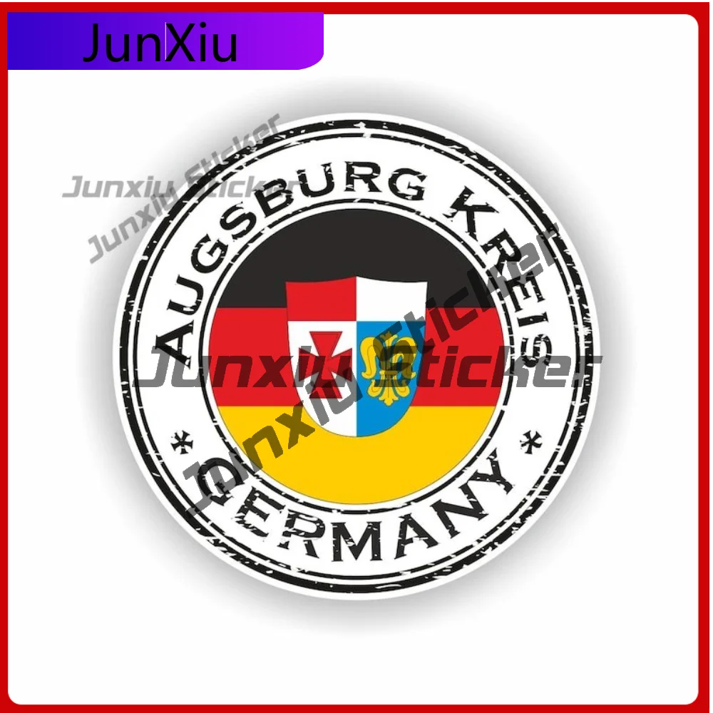 

Augsburg Kreis Germany Coat of Arms Seal Sticker Round Premium Vehicle Sticker For Window Fridge Fade Resistant Decoration Auto
