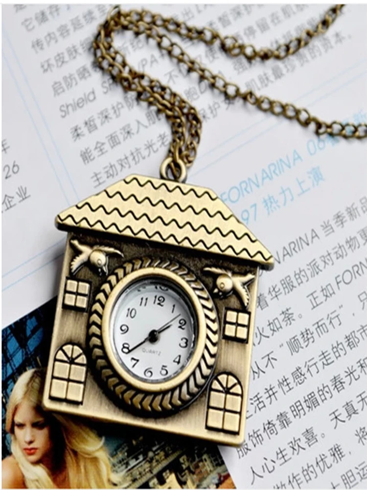 Cartoon Shape Fashionable Antique Vintage Quartz Pocket Watch Round Case Pendant Necklace Chain Clock For Men Women Gifts