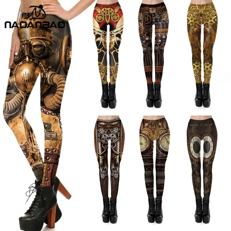 VIP FASHION Punk Style Leggings for Women Sexy Tights Mid Waist Ladies Trousers Seam Elastic Fitness Workout Pants Party Gifts