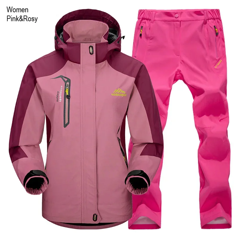 

Woman Coat&Pants Trekking Hiking Fishing Outdoor Single M-4XL Set Jacket And Quick-Drying Camping Sports Trouser Suit