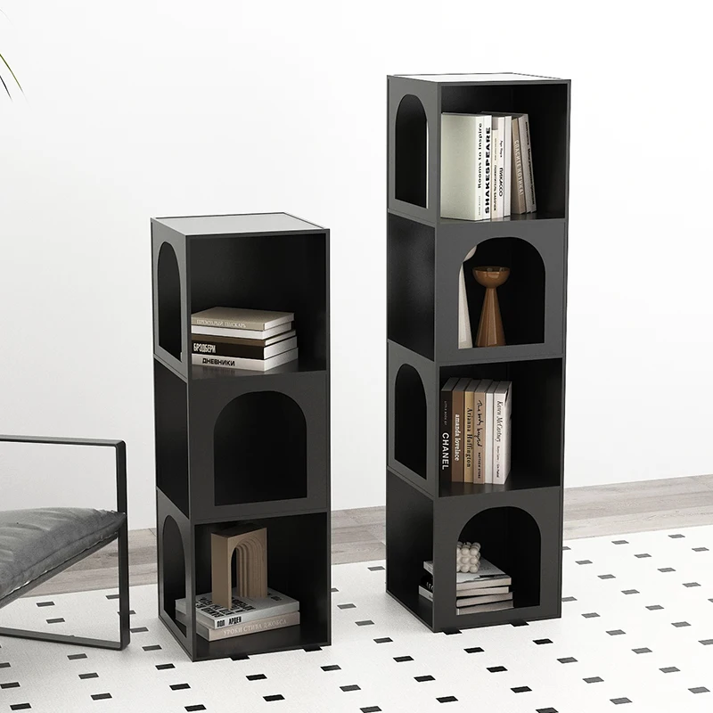 

Light luxury simple modern bookshelf floor-to-ceiling home movable display shelf living room combination multi-layer corner shel