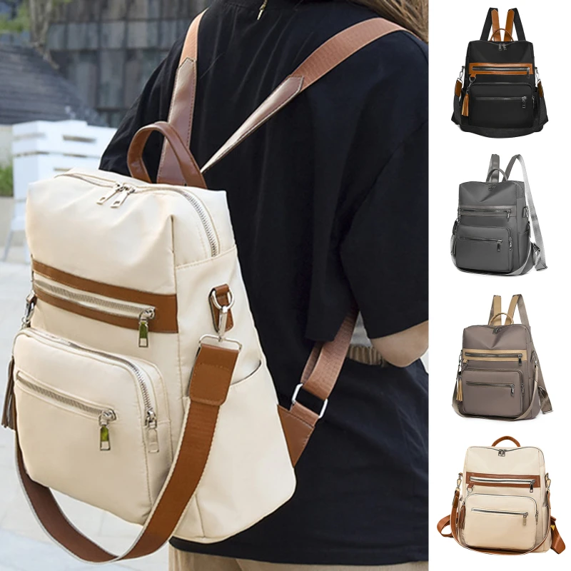 

Women Backpack Travel Casual Waterproof Oxford Shoulder Bags Female Large Capacity Handbag Rucksack Black Purse School Pack