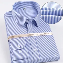 Camisas de manga larga con cuello abotonado para hombre, camisas con diseño a rayas, Camisa cómoda de algodón suave, Tops informales inteligentes ajustados para hombre