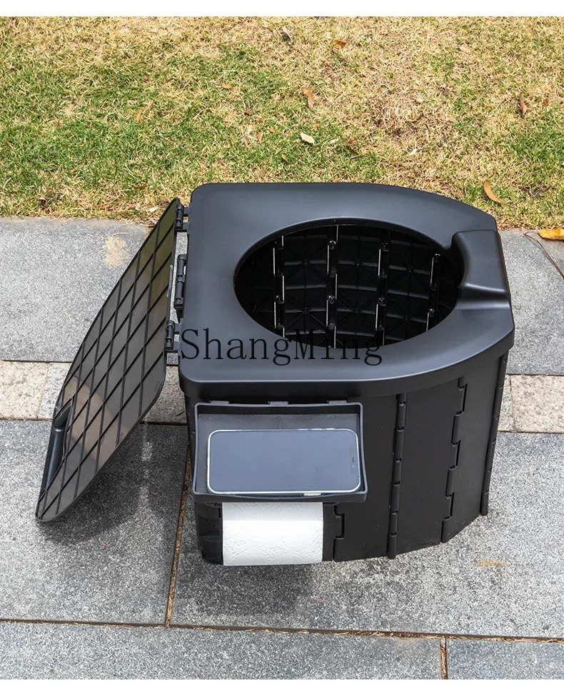 

CL Outdoor Folding Toilet with Lid Camping Toilet Adult Car Toilet Portable Mobile Supplies
