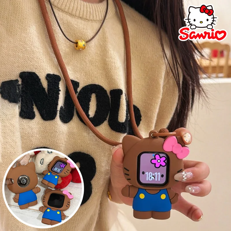 Sanrio HelloKitty Hülle für Apple Watch Gehäuse 45mm 41mm 44mm 40mm 42mm 38mm 46mm 49mm IWatch Series 8 7 SE 6 5 4 3 9 mit Trageriemen