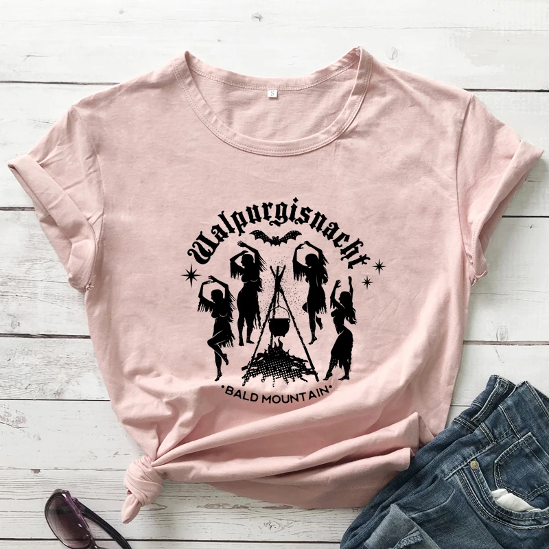 Walpurgisnacht bald mountain tshirt vintage women dancing witches tee top