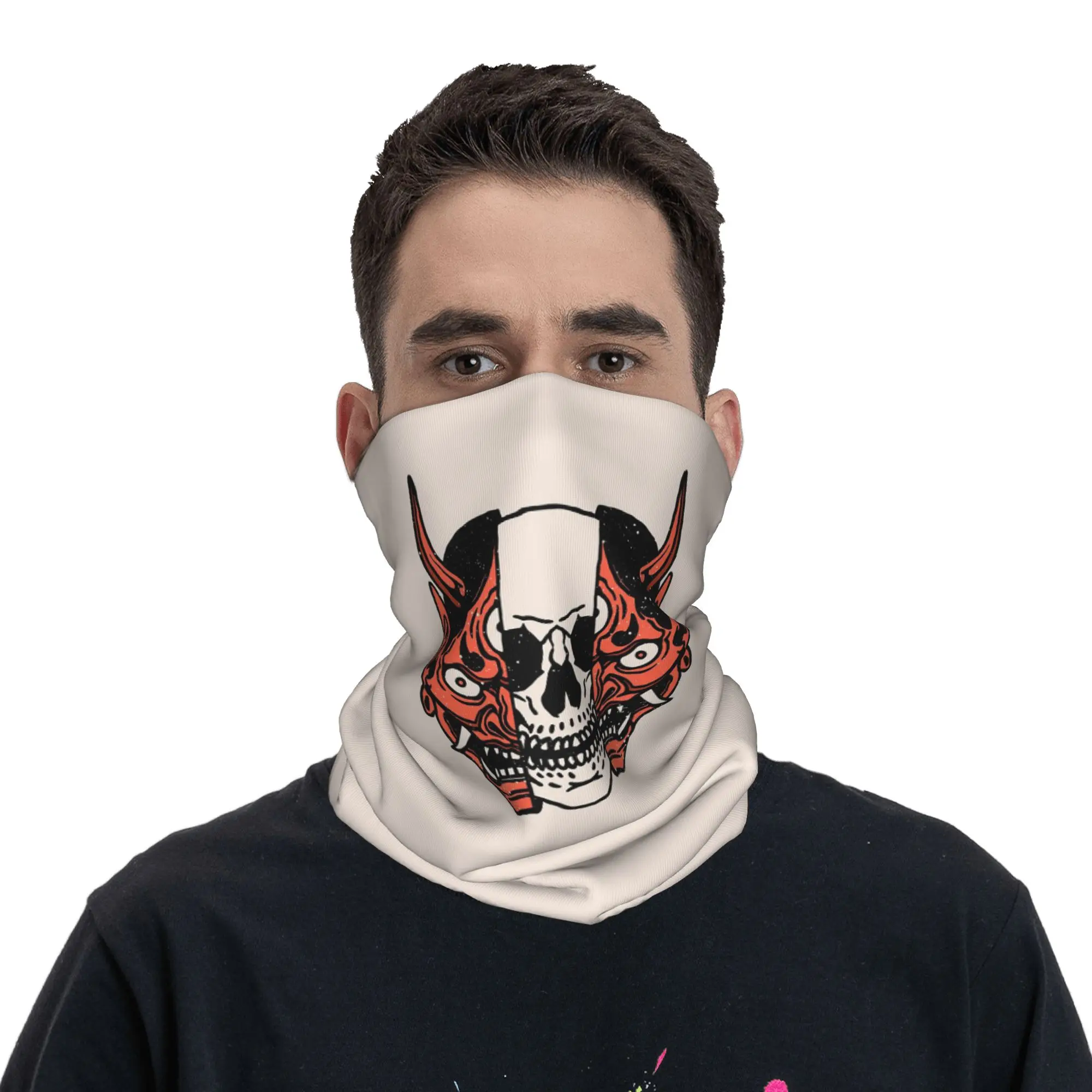creepy japanese samurai oni ninja and geisha Bandana Neck Gaiter Printed Mask Scarf Headband Running Unisex Adult All Season