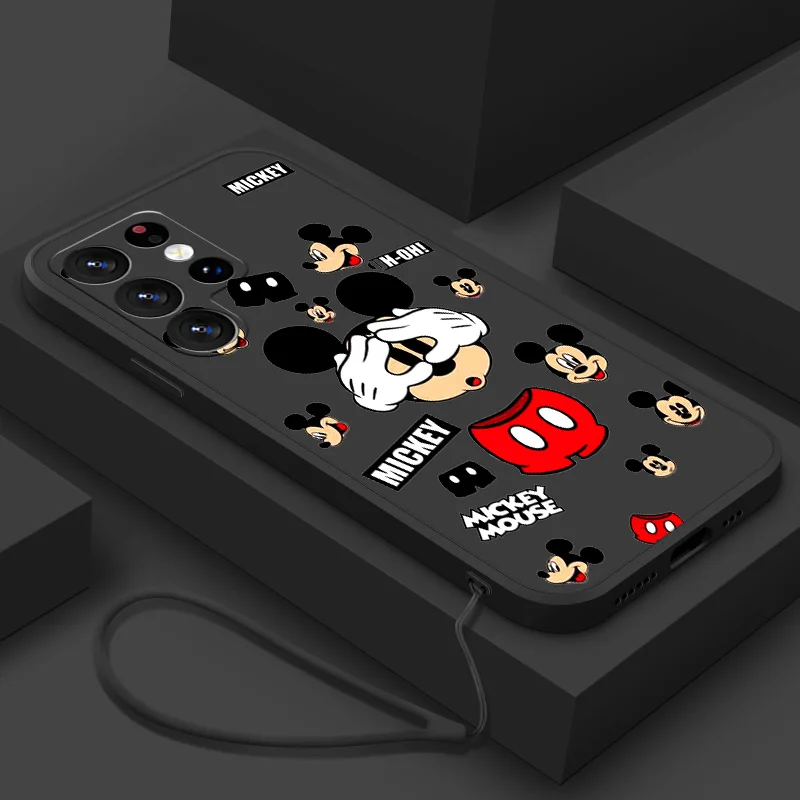 Disney The Mickey Mouse Family For Samsung S10e S20 S21 S22 S23 S24 Plus Lite Ultra FE 4G 5G Liquid Rope Silicone Phone Case