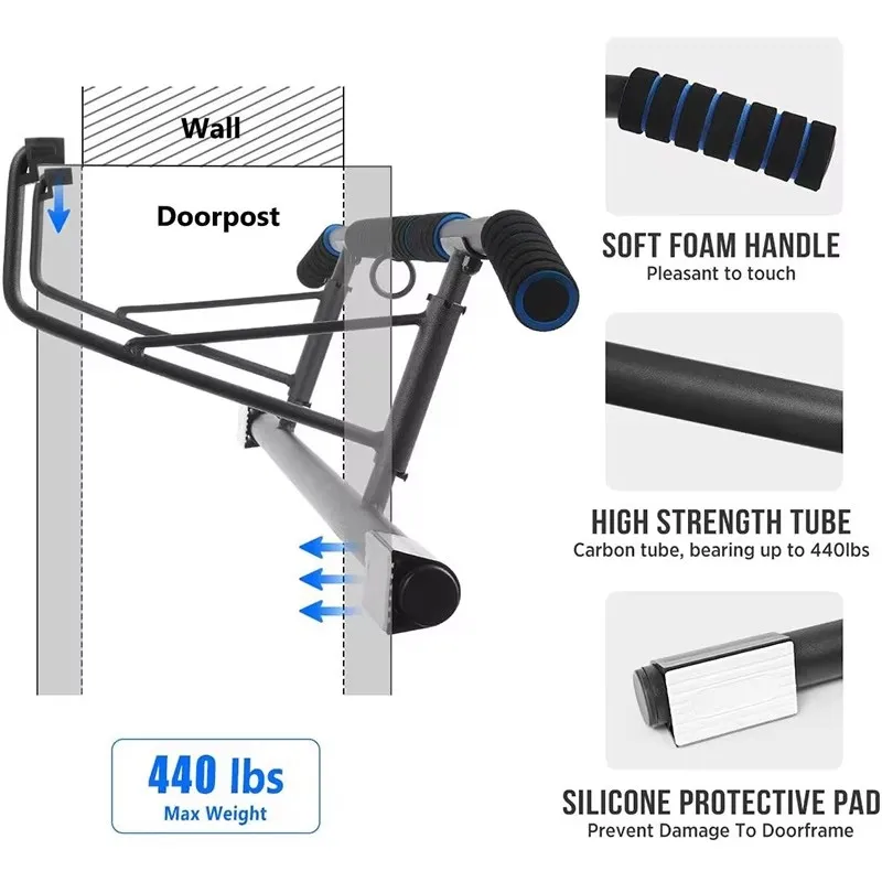 

Adjustable Wall Mounted Steel Portable Pull up Bar for Doorway Home Gym-Multifunctional Fitness Equipment 2026