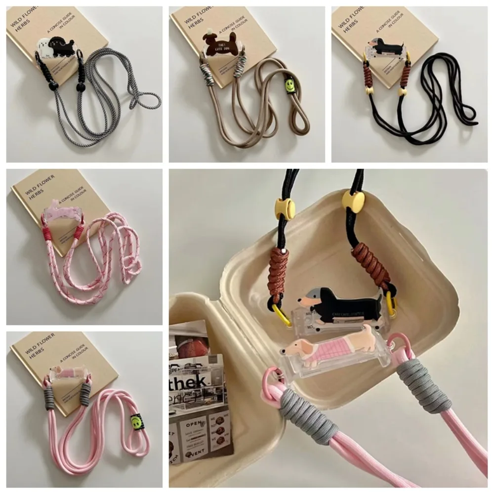 

Cartoon Dog Rabbit Phone Crossbody Chain Stand Back Clip Holder Detachable Girl Lanyard Neck Strap