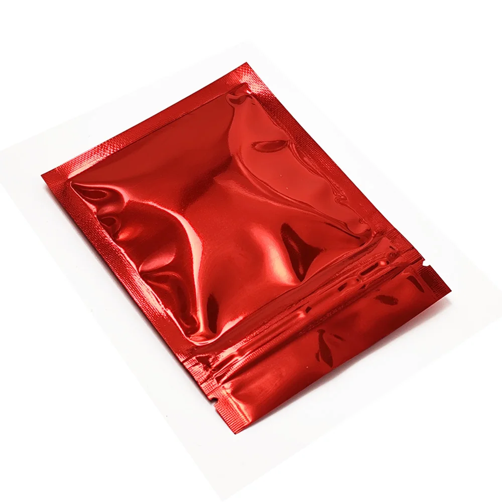 

Zip Lock Resealable Red Aluminum Foil Self Seal Packing Pouch 100pcs Reclosable Mylar Food Snack Tea Heat Sealable Storage Bag