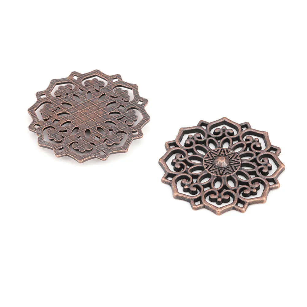 20PCS 20MM 31.5MM Antique Silver Color Zinc Alloy Big Decorative Flower Connect Charms Pendants Jewelry Findings Accessories