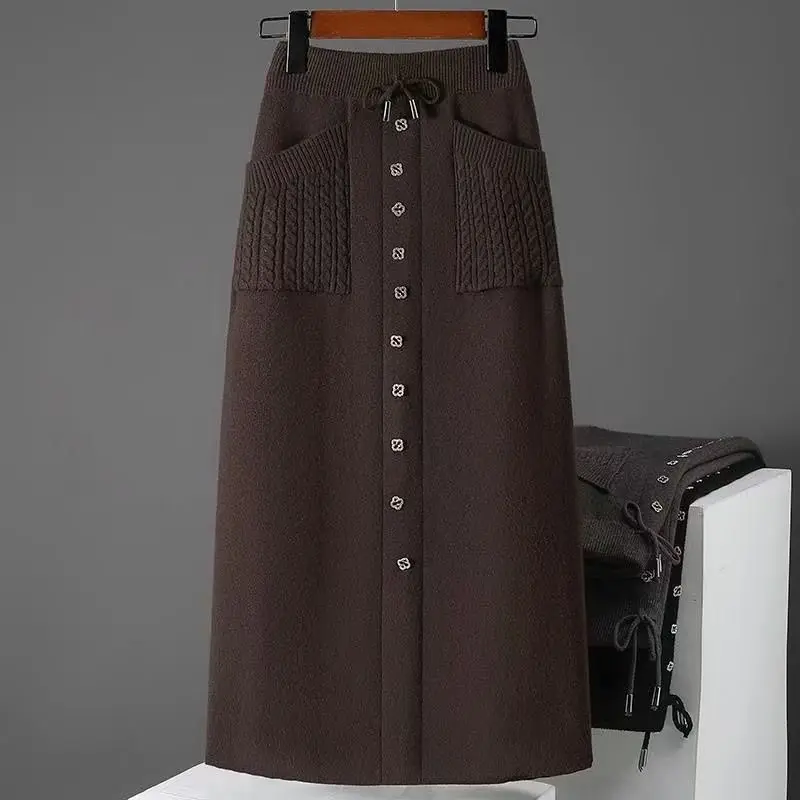 High Waist Knitwear Skirt Female 2026 Spring Autumn Winter New Sweater Skirts Women Fashion Long Jacquard Temperament Wool Skirt
