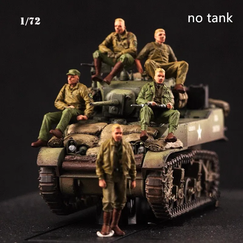 1:72 نموذج ثلاثية الأبعاد الطباعة رسمت الراتنج 5 قطعة جنود الدبابات العسكرية الأمريكية عمل الشكل DIY بها بنفسك المشهد ملحق جمع عرض المشجعين #3