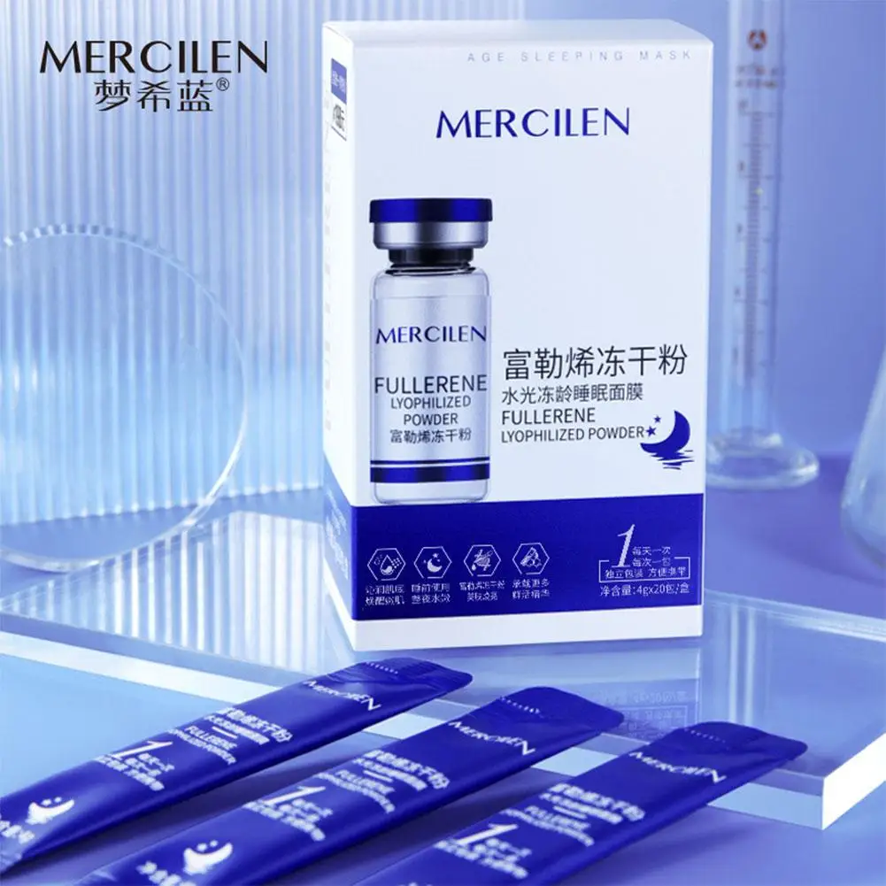 20pcs Mercilen Fullerene Lyophilized Powder Sleeping Facial Masks Anti Wrinkle Moisturizing Anti-Aging Whitening Face Mask