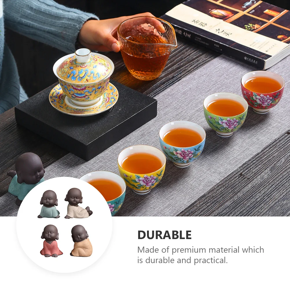 

4Pcs Pottery Ornament Zen Style Desktop Decor Home Office Living Room Decoration Tea Ceremony Decor