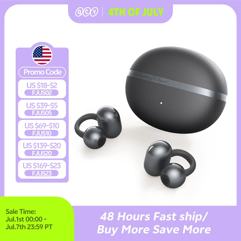 QCY Crossky C50 Open Ear vezeték nélküli fülhallgató Bluetooth 6.0 Comfort Clip On Sports Earphone 4 Mic AI Clear Call Bass Boost Headphone