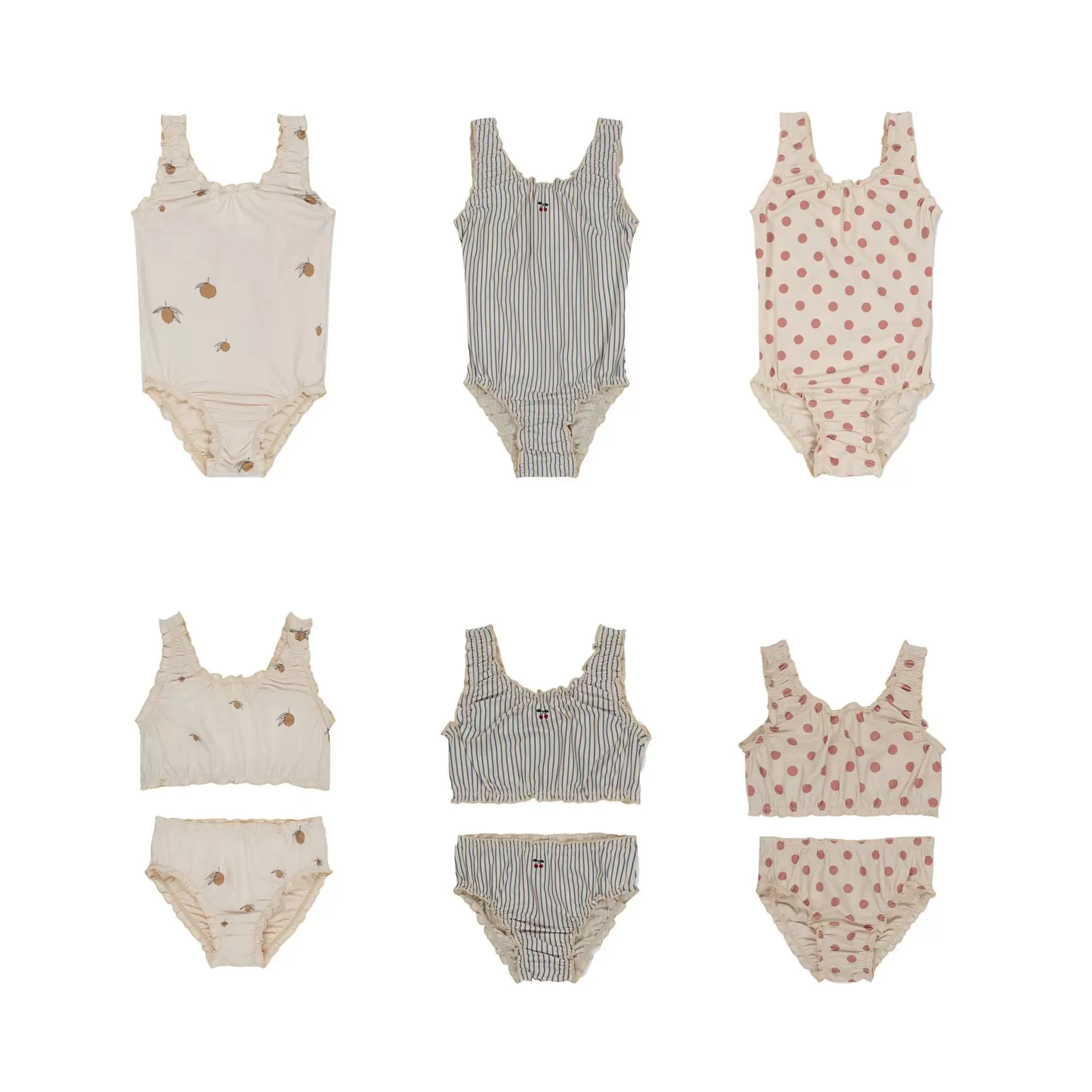 

New 1-7Y Summer Kids Girls Swimsuits+Hat Clothing Toddler Girl Swimwear Cute Print Baby Bikini Split Swimsuit Vacation Swimming