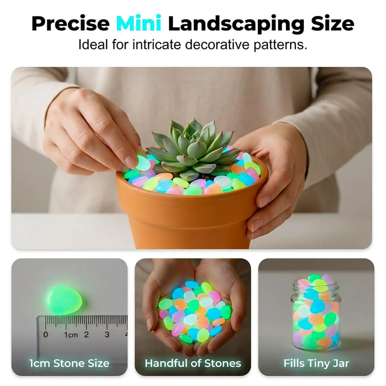 Landscape Rocks Luminous Weather-Resistant Colorful Garden Gravel Set For Pathway Patio Yard Backyard Raised Bed Plant Pot