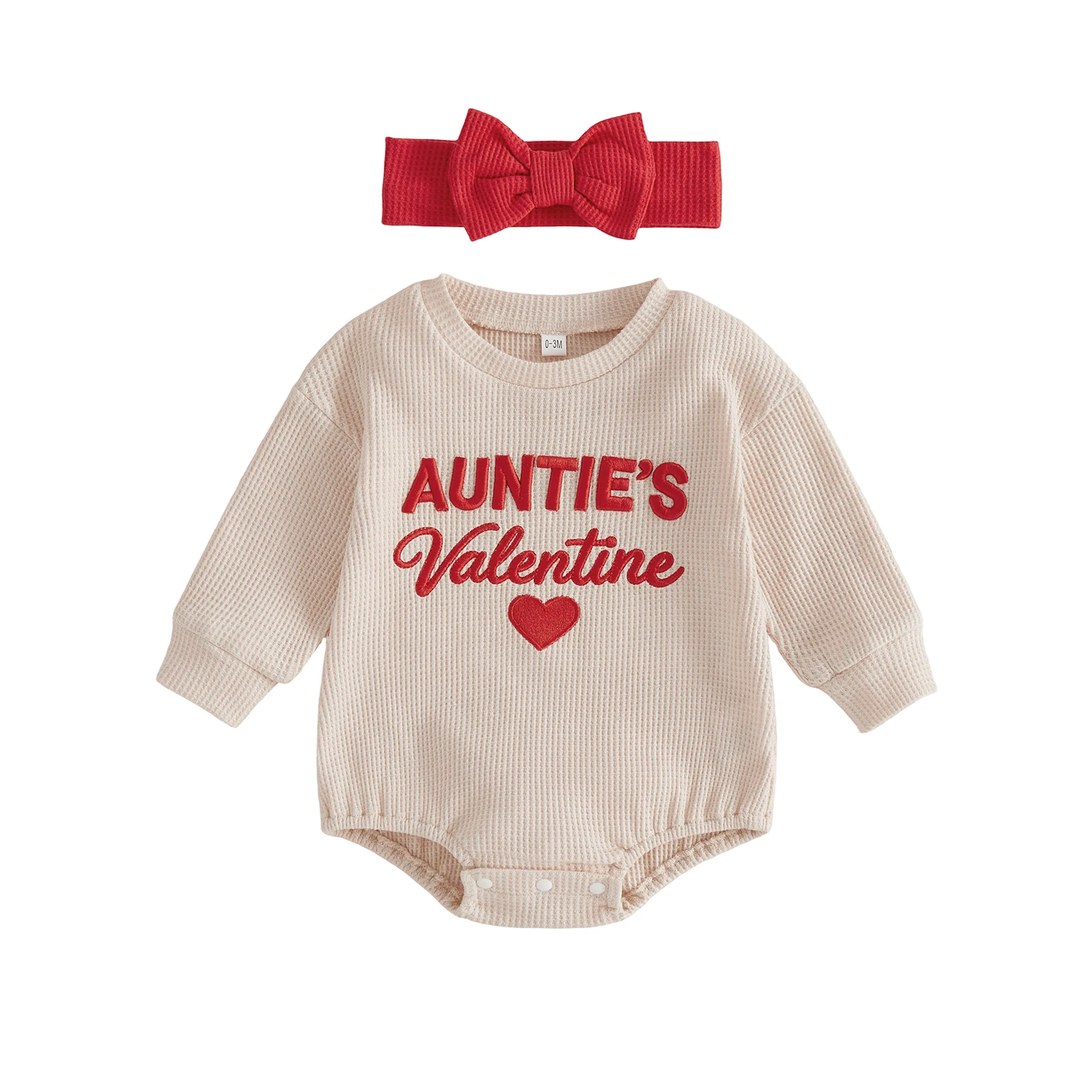 Infant Girl Valentine s Outfit Long Sleeve Bubble Romper and Bow Headband