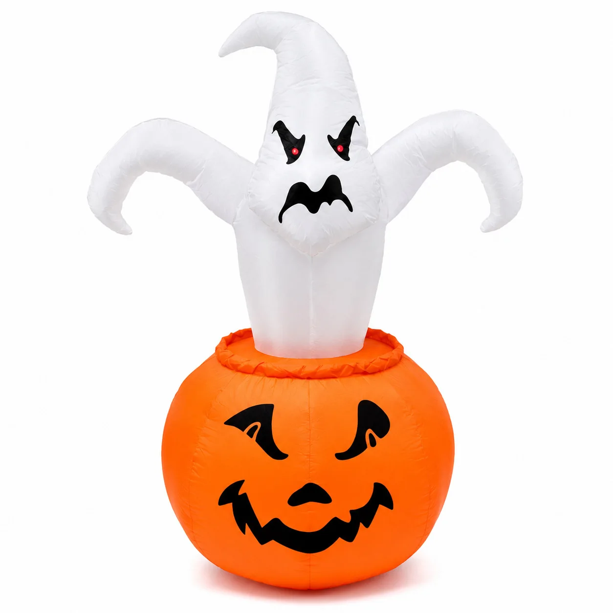 1.8m Light Up White Ghost Pumpkin Inflatable Model A Pair Halloween Outdoor Yard Decor Cross-border Supply
