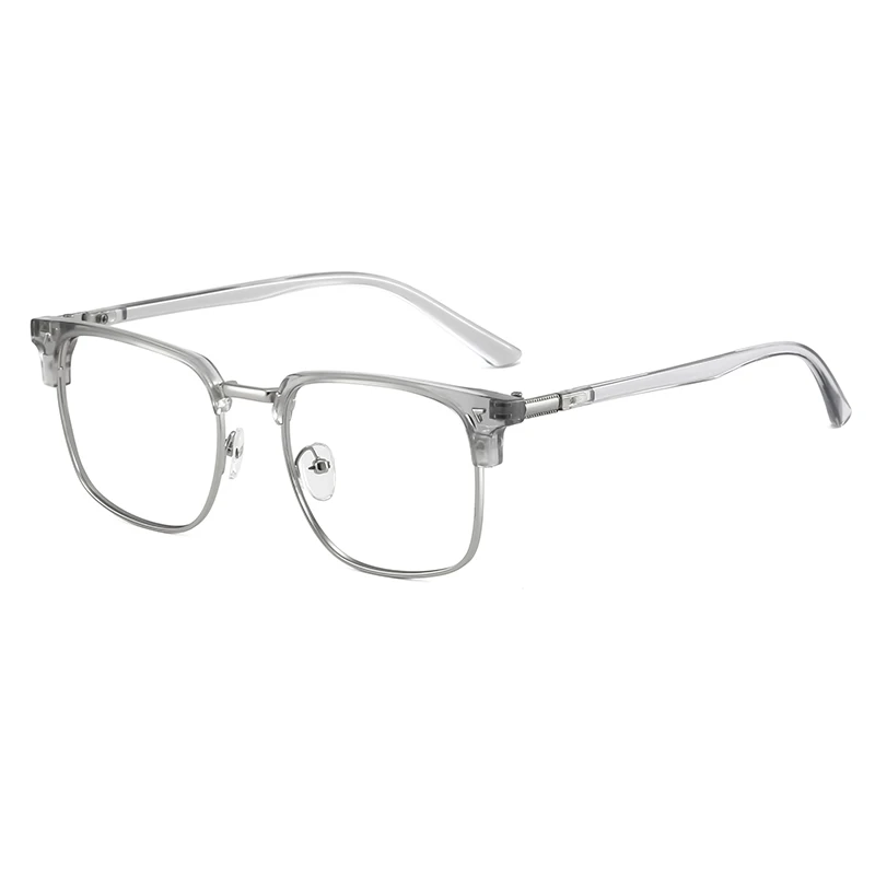 COOLMEN Trendy Semi-Rimless Photochromic Glasses Anti UV Blue Light Blocking Computer Eyewear for Indoor Outdoor Use F108