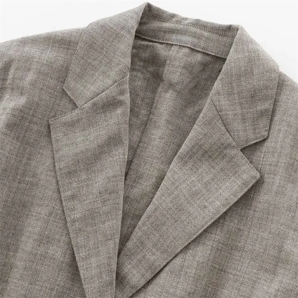 PB & ZA 2024 خريف/شتاء منتج جديد موضة ملابس نسائية طوق كم طويل التخسيس الخصر مع حزام خصر ومعطف البدلة