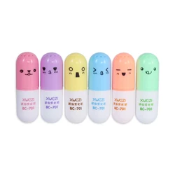6 Pcs/lot Capsules Highlighter Vitamin Pill Highlight Marker Color Pens Kids Children Stationery Office School Supplies
