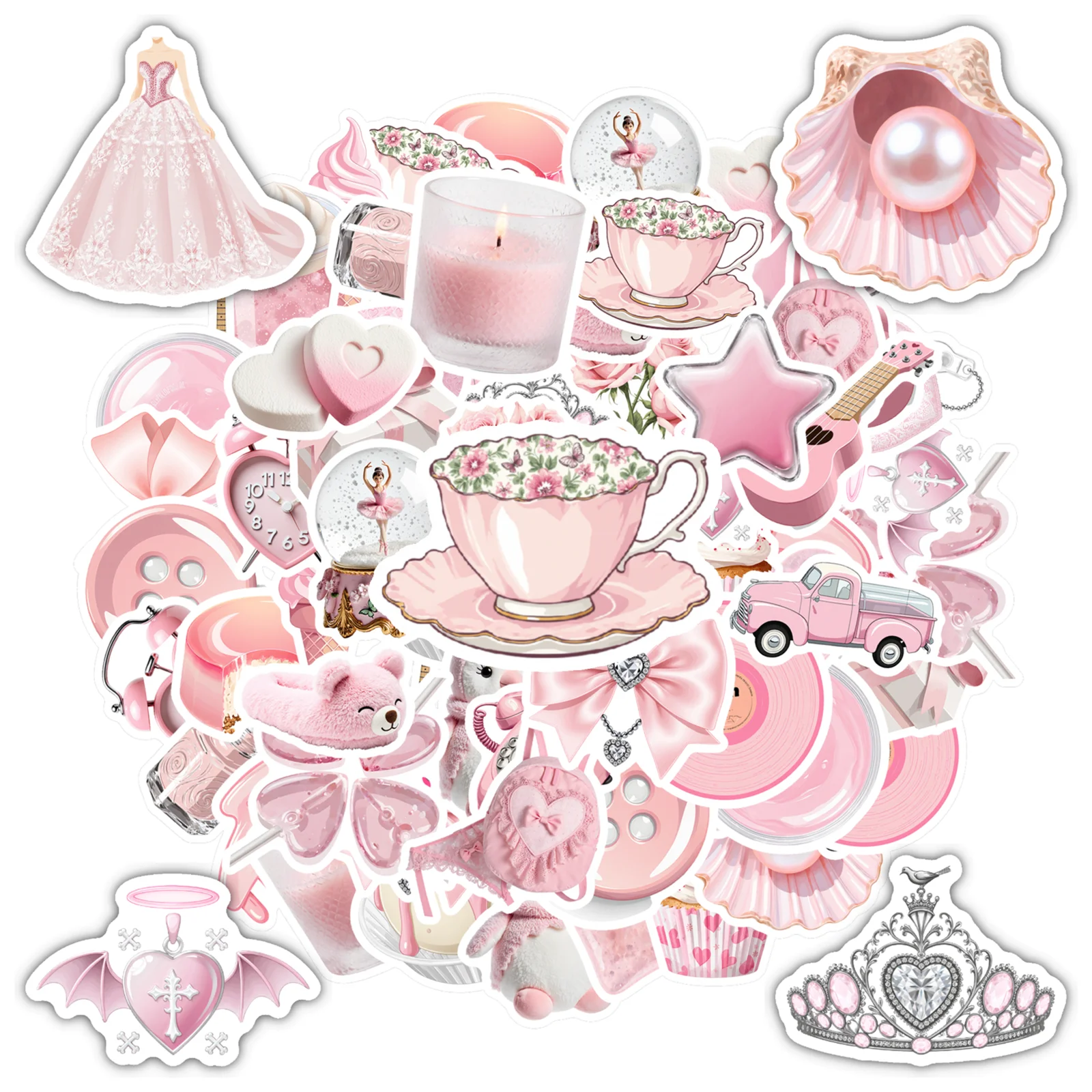 35pcs Lovely Vintage Stickers Vintage Fashion DIY Stickers PVC Sticker For Guitar DIY Skateboard Laptop Luggage Decor Guitar