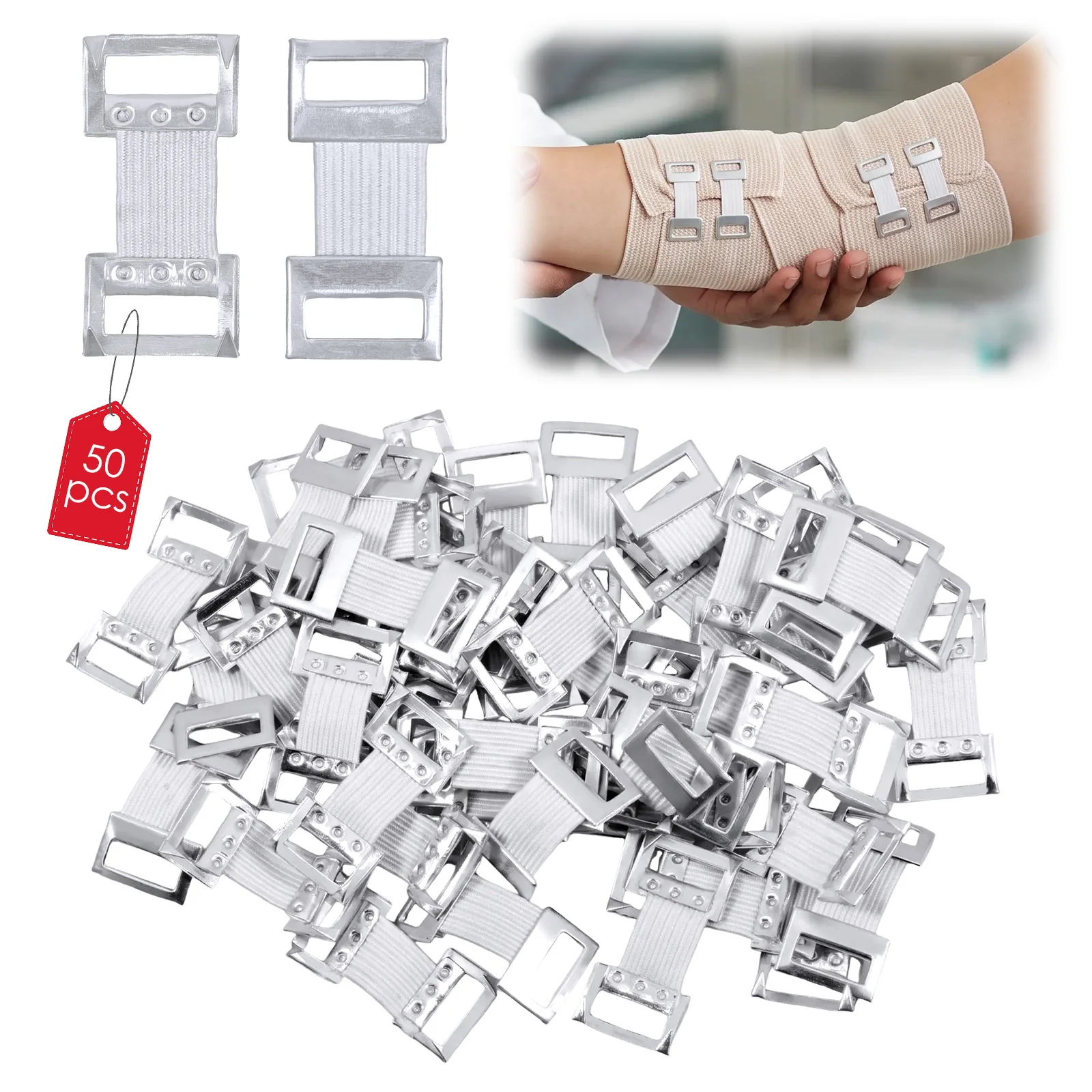 50 Pcs Elastic Bandage Clips Adjustable Elastic Bandage Wrap Clips One Handed Use Elastic Bandage Fasteners for Various Bandages