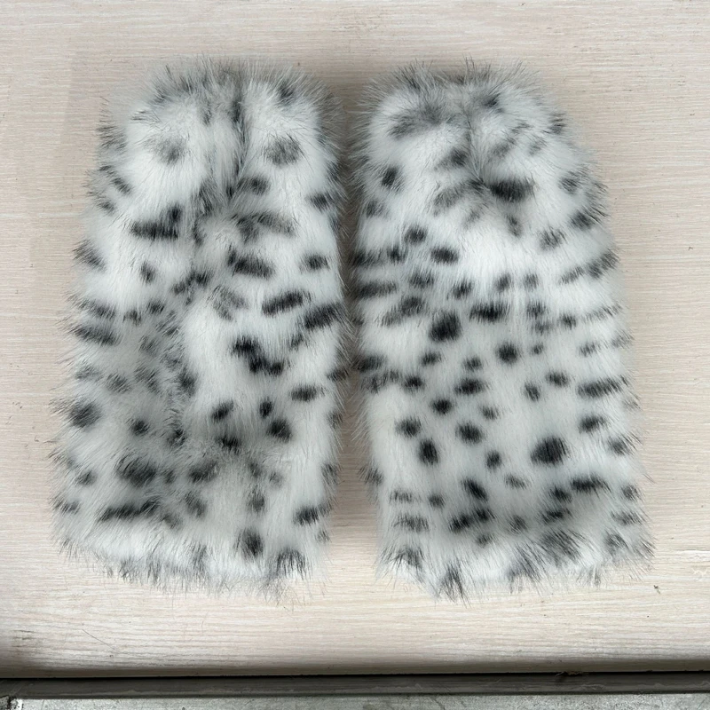 ﻿ Niedliche Winter-Plüschmütze mit Ohren-Schnee-Leopardenmuster, Y2k-Mädchen, Radfahren, Gehörschutz, verdickte flauschige Hüte, winddichte Beanie-Mütze