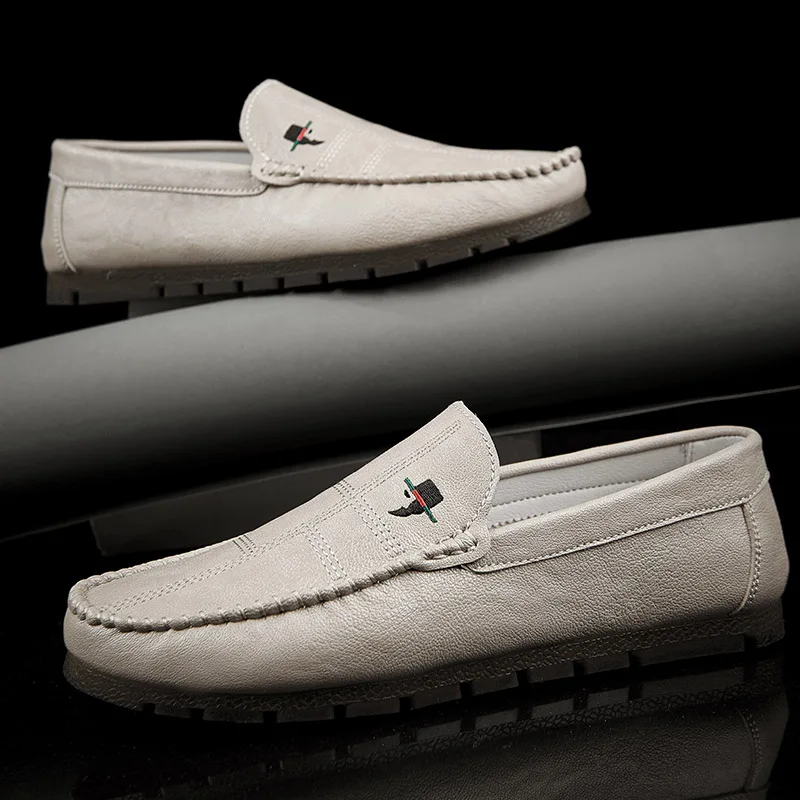 

Autumn Classic Gray Men's Loafers Shoes Breathable Leather Casual Shoes Men Slip-on Driving Shoes for Men mocasines de hombre