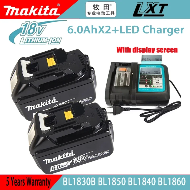 Makita Latest Upgraded BL1860 Rechargeable Battery 18V 6Ah Lithium for Makita 18V Battery BL1840 BL1850 BL1830 BL1860B LXT 400