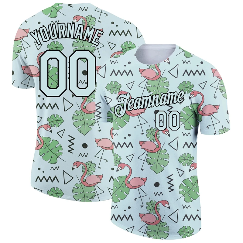 فلامنغو الجرافيك ثلاثية الأبعاد طباعة مخصصة اسم جيرسي تي شيرت رجالي سريع الجفاف قصيرة الأكمام رياضة اللياقة البدنية هاواي نمط تيز