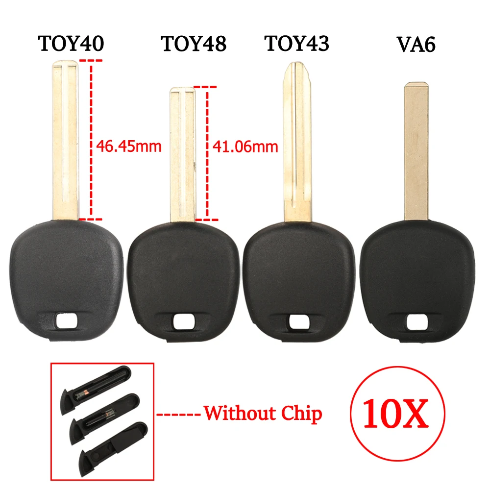 

jingyuqin 10 шт. для Toyota Rav4 Prado Corolla Camry Reiz Highlander VA6 TOY43 TOY48 VA2, корпус ключа-брелока с транспондером, лезвие