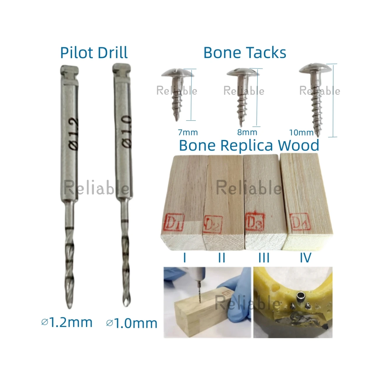 

Dental GBR Pilot Drill Lance Drills/Bone Tenting Screws/Bone Replica Wood Blocks