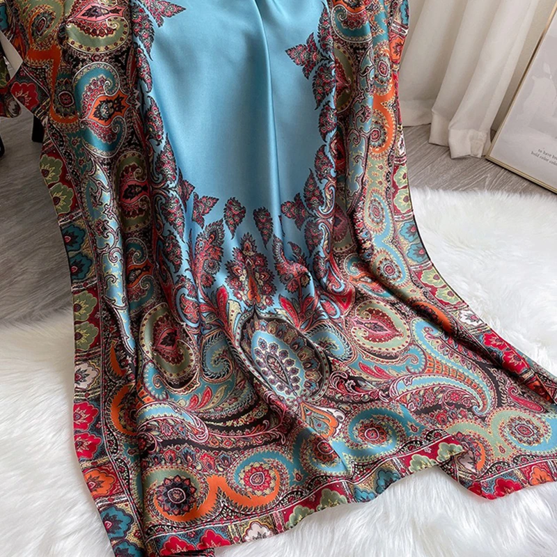 Spring Scarf Women\'s Luxury Design Scarf Silk Smooth Scarf Soft Muslim Headband Shawl Beach 85x180cm