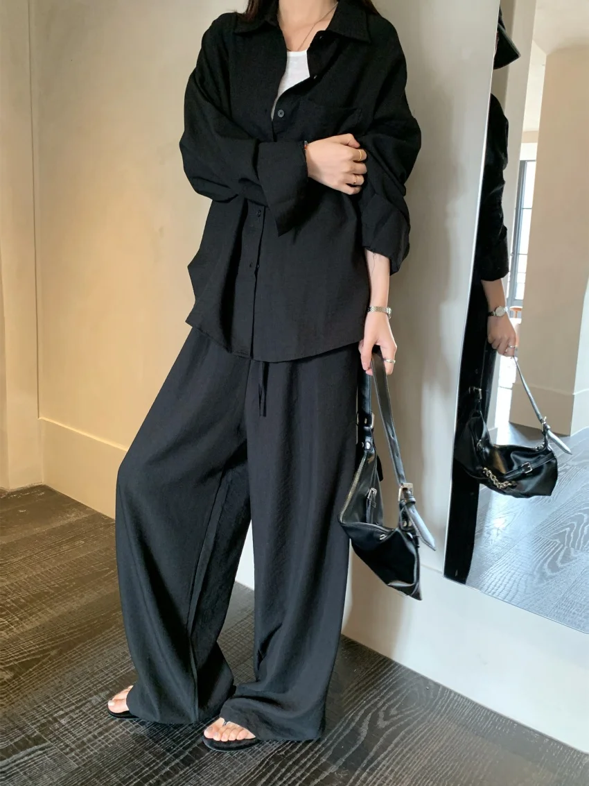 

Alien Kitty Office Lady Sets Chic Elegant Solid Summer Sunscreen 2025 Slim Casual New Shirts Straight Work Wear Pants Suits