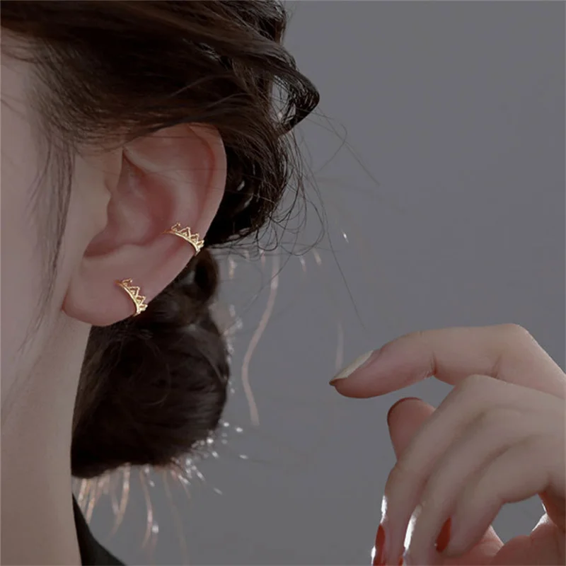 1 шт. модные серьги-манжеты без пирсинга, серьги-манжеты с короной, серьги-клипсы для женщин и девочек, вечерние ювелирные изделия, подарок e612