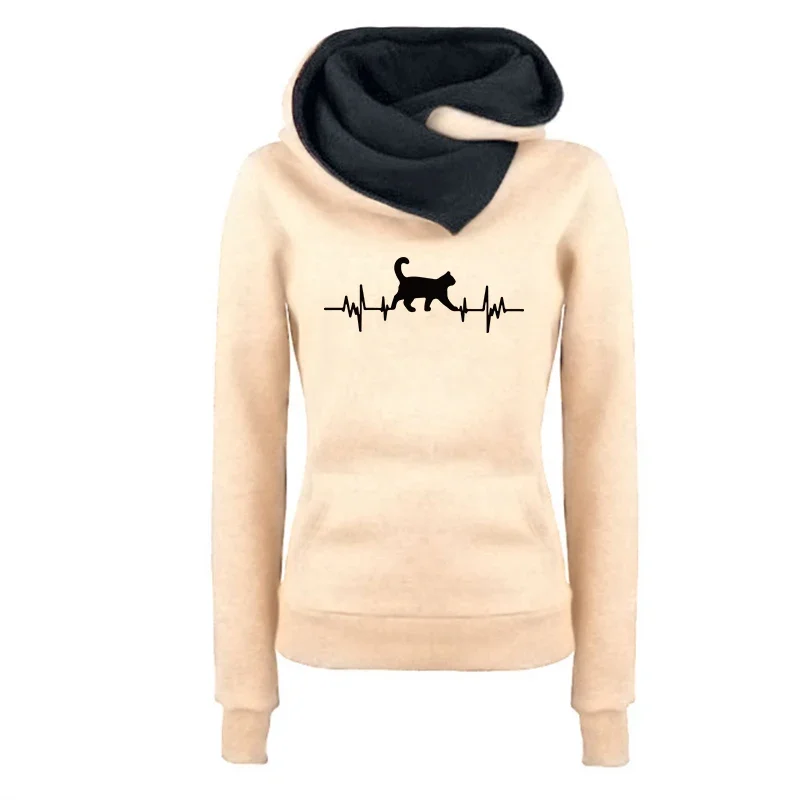 Heißer Verkauf Damen Sweatshirts Herbst Winter Sport Qualität Mode Vielseitige Hoodies Drucken Doppel Kragen Pullover Täglich Im Freien