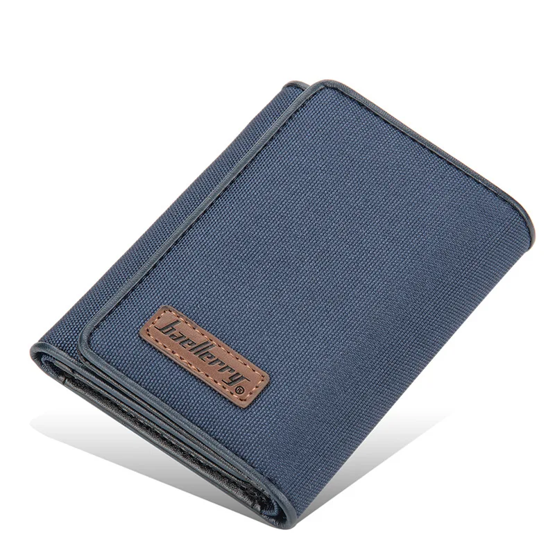 

Men wallet canvas PU leather casual multi slot buckle card holder men purse vertical male fold wallets