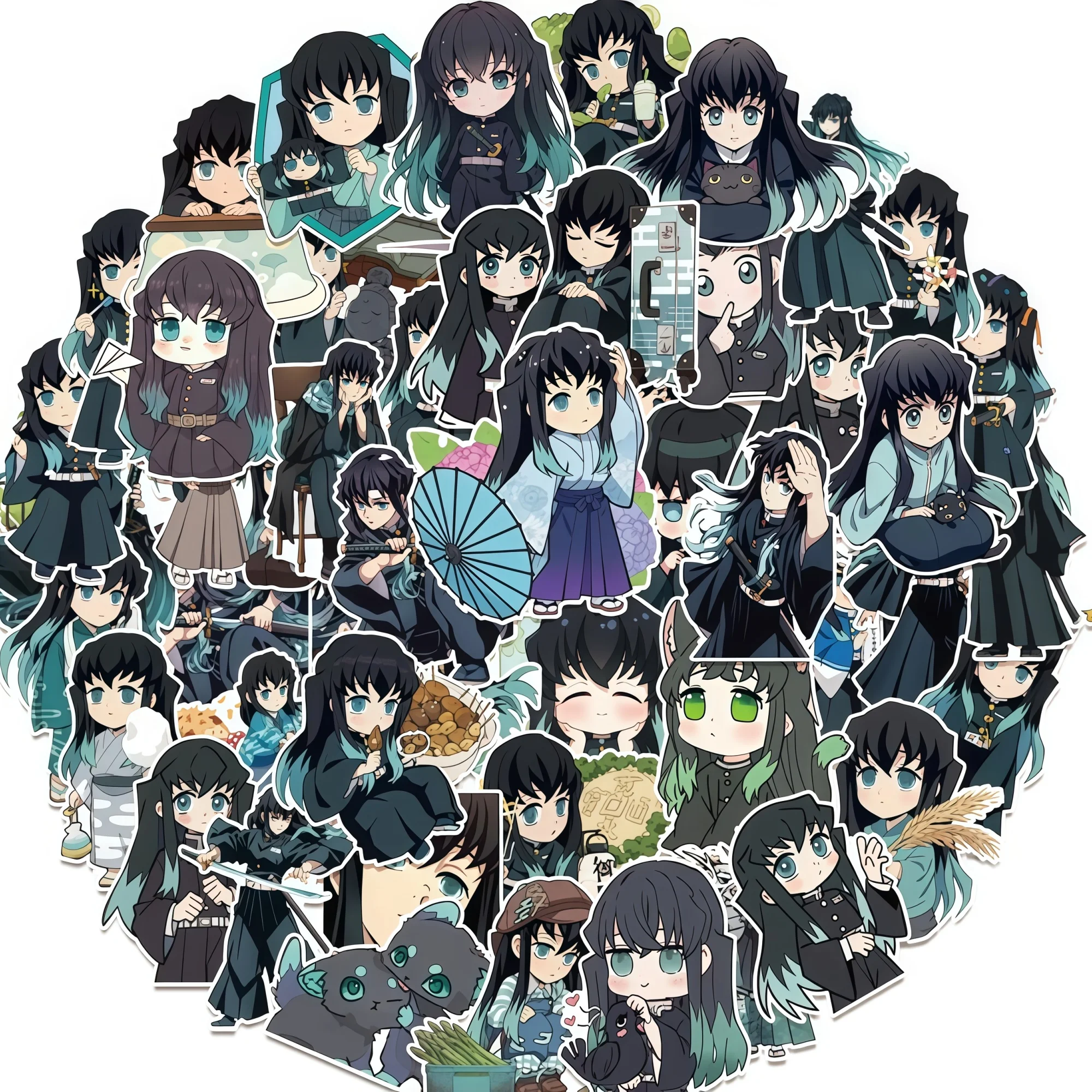 50PCS Demon Slayer Tomioka Giyu Stickers Anime Stickers Suitable for Water Bottles, Luggage, Phone Cases, Kids' Toys