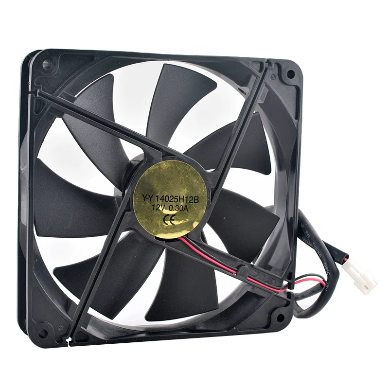 Y-Y 14025H12B 14 سنتيمتر 140 مللي متر مروحة 140x140x25 مللي متر DC12V 0.30A 2-pin 1800 دورة في الدقيقة المزدوج الكرة تحمل مروحة التبريد لإمدادات الطاقة الهيكل
