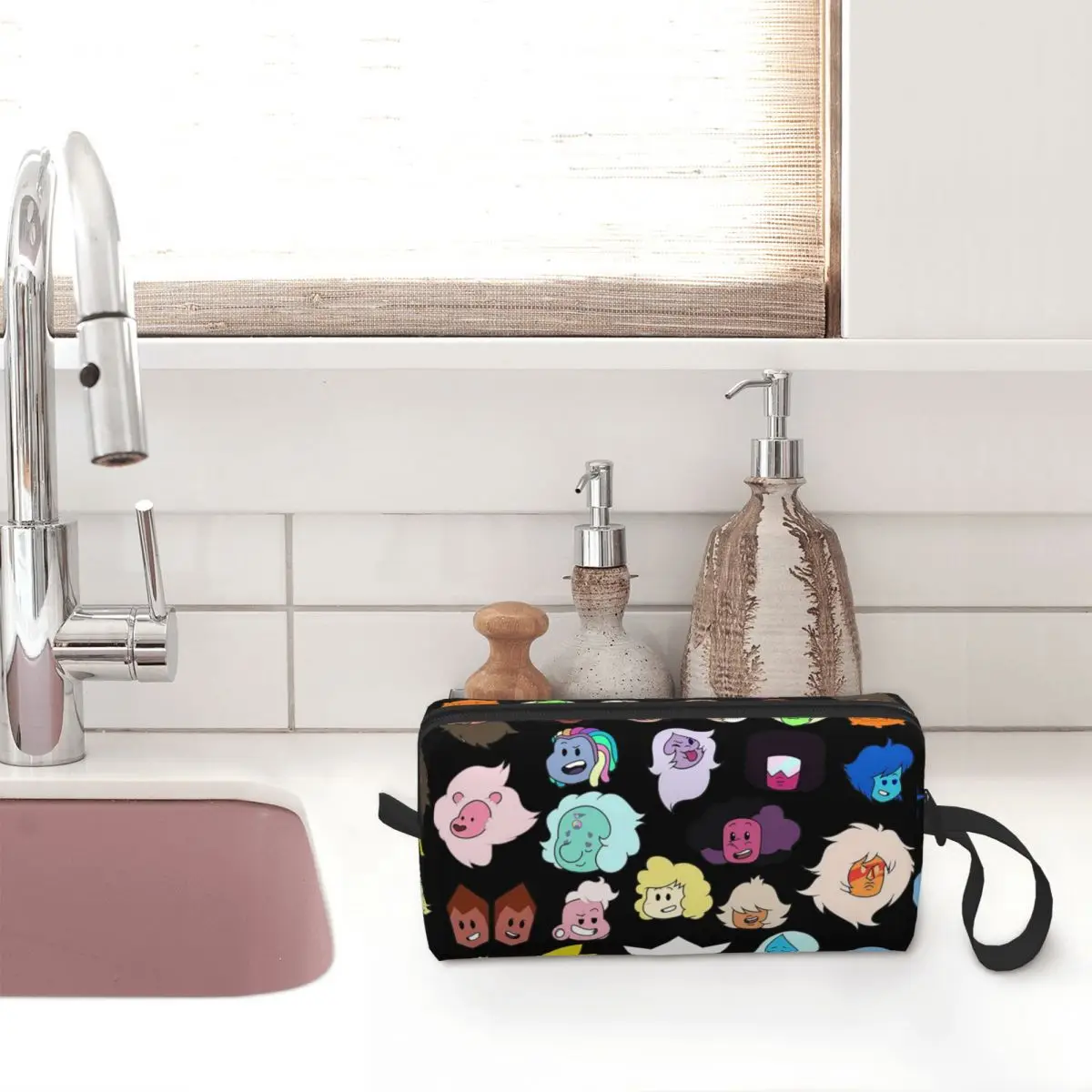 Steven Universe Heads Makeup Bag para Mulheres, Organizador de Cosméticos, Kit Dopp, Armazenamento, Higiene Pessoal, Beleza, Viagem, Estojo para Lápis