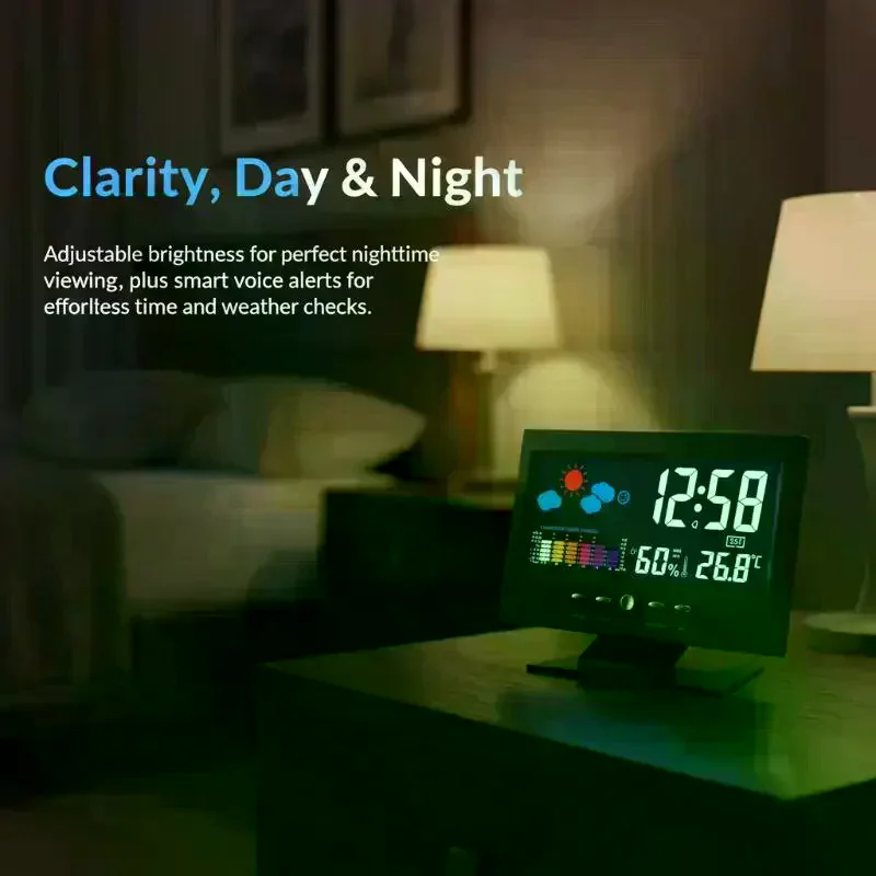 1 Set Thermometer Hygrometer Calendar Digital LCD Display Temperature And Humidity Meter Multi-functional Weather Station Clock