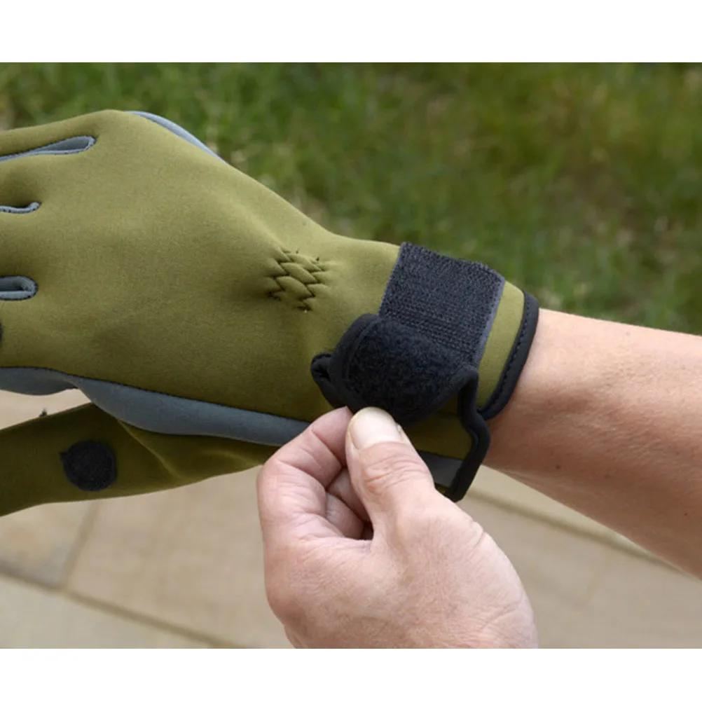 

Fishing Gloves Xl Green Exposed 3-Finger Waterproof Non-Slip Thicken Warm Gloves Anti-Slip Durable Outdoor Riding Use