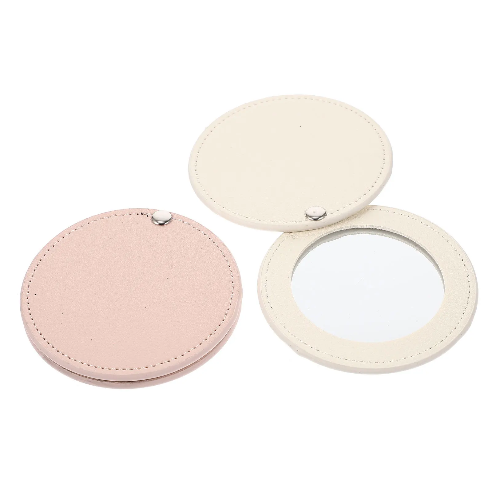 2 Stück kleiner Taschenspiegel mit rutschfester PU-Abdeckung für tägliches Make-up und Geschenke, kompakter Spiegel, tragbare Taschen-Make-up-Spiegel