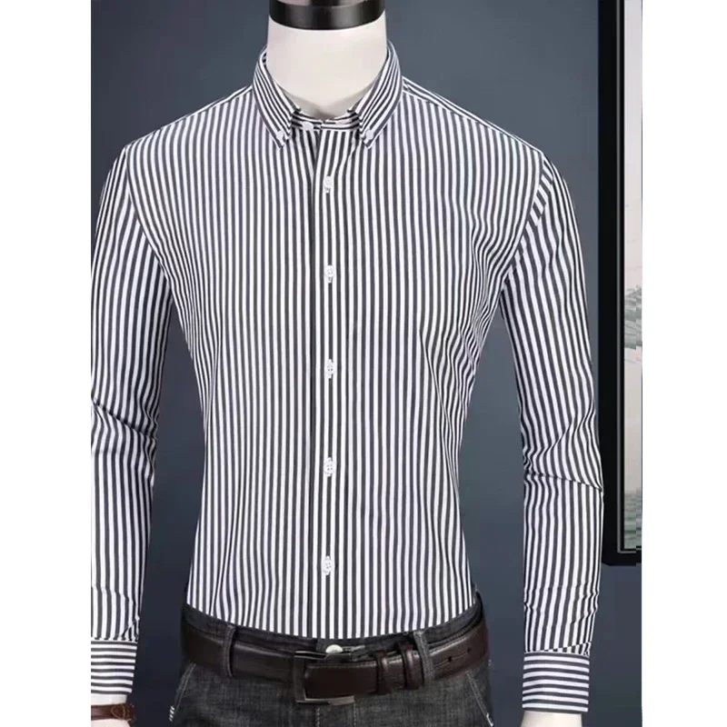 Camisa a cuadros a la moda, camisas con botones, patrón de rayas, ropa de lujo para hombres, camisas elegantes para hombres, camisa de manga larga para hombre